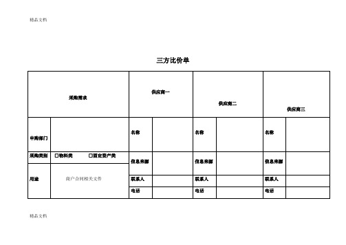 三方比价单(汇编)