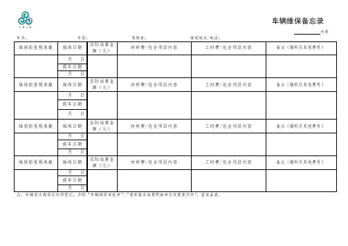 车辆维保备忘录(常用)