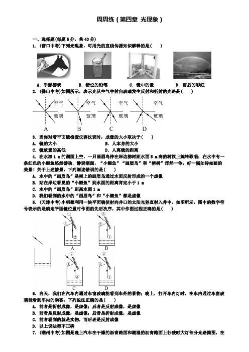 八年级物理上册周周练(第四章光现象)