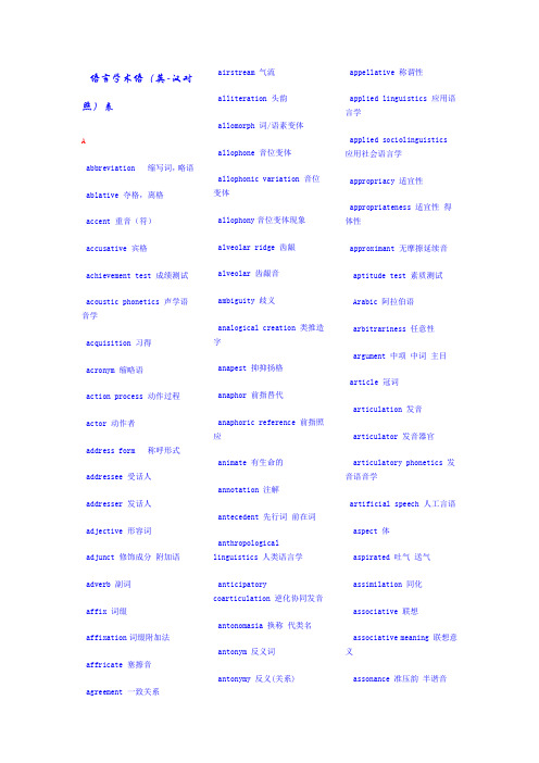 语言学专业词汇中英文对照版