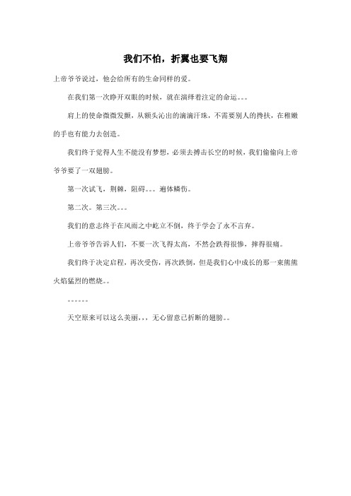 我们不怕,折翼也要飞翔_初中初一作文300字