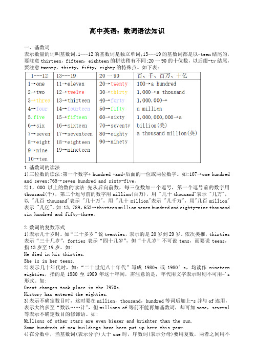 高中英语：数词语法知识