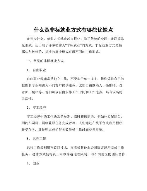 什么是非标就业方式有哪些优缺点