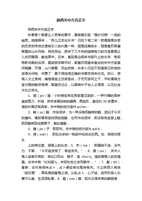 陕西关中方言正字