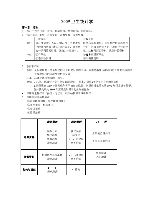 (整理)北医专升本卫生统计学总结