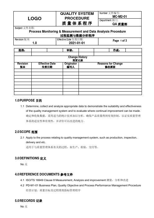 Process Monitoring过程监测与数据分析程序(中英文)