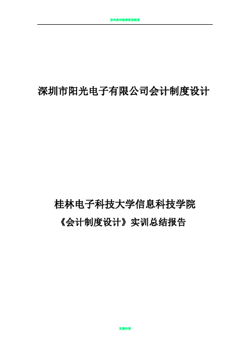 阳光公司会计制度设计