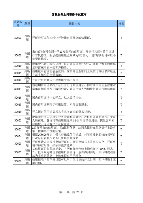 国际业务从业资格考试