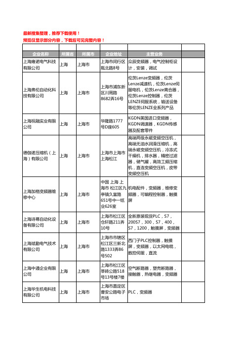 新版上海市变频器工商企业公司商家名录名单联系方式大全380家