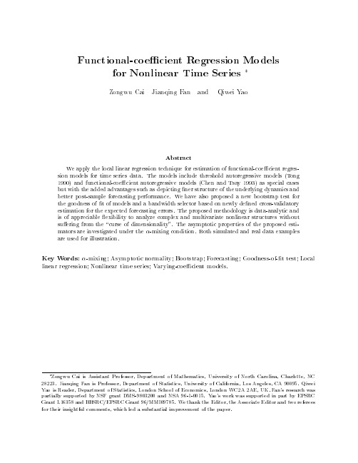 Functional-coefficient regression models for nonlinear time series