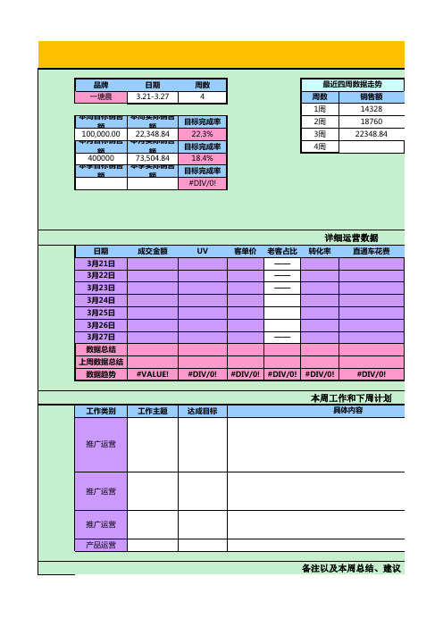 天猫京东淘宝周报模板