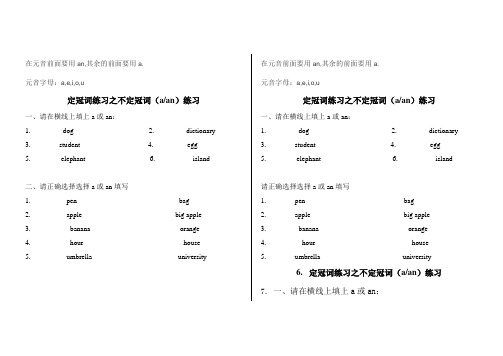 小学的英语定冠词a和an的练习题.doc