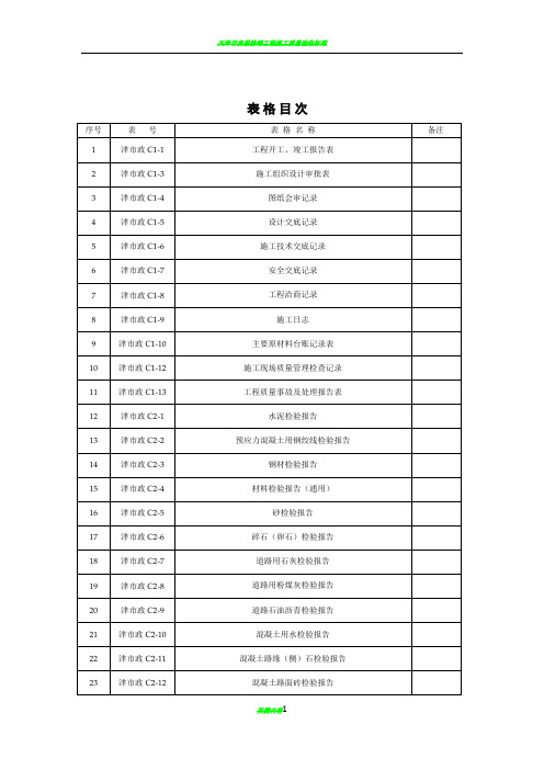 天津市政施工管理用表(全套)