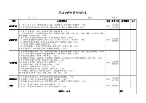 特级护理质量考核标准