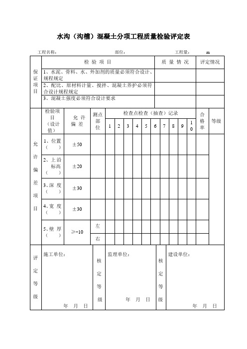 水沟表格