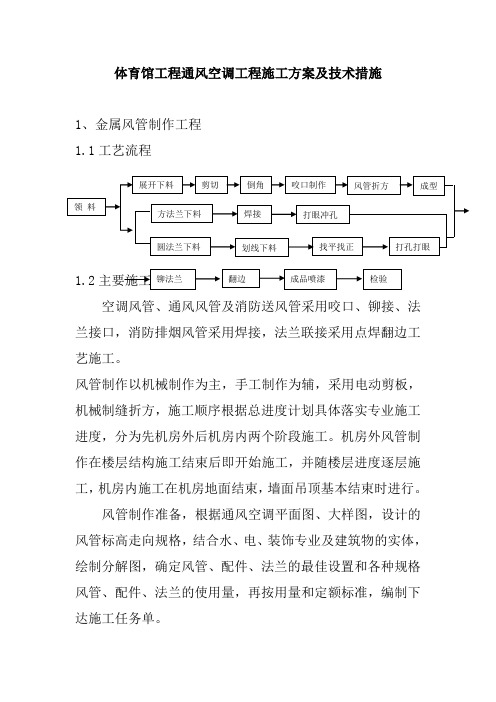 体育馆工程通风空调工程施工方案及技术措施