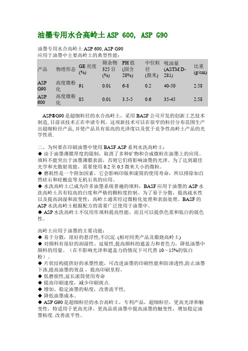 油墨专用水合高岭土ASP 600