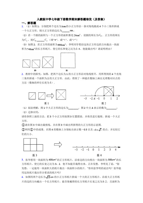 人教版中学七年级下册数学期末解答题培优(及答案)