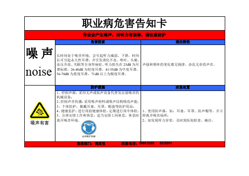 职业病危害告知卡制作