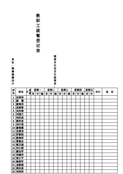 食堂表格