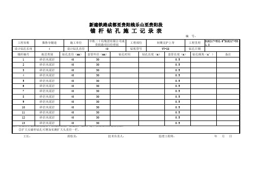 锚杆钻孔施工记录表