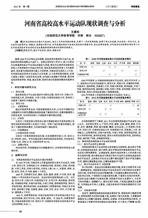 河南省高校高水平运动队现状调查与分析