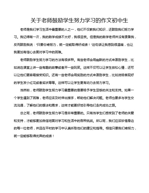 关于老师鼓励学生努力学习的作文初中生