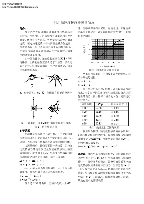 利用加速度传感器测量倾角