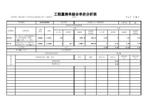 工程量清单综合单价分析表