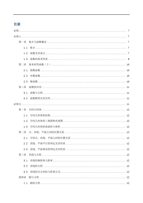 湖北省高中数学知识点精简