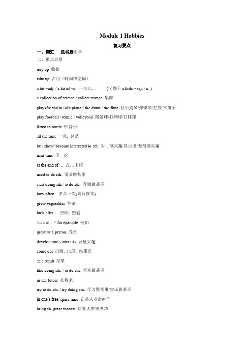 外研版英语八下Module1知识要点