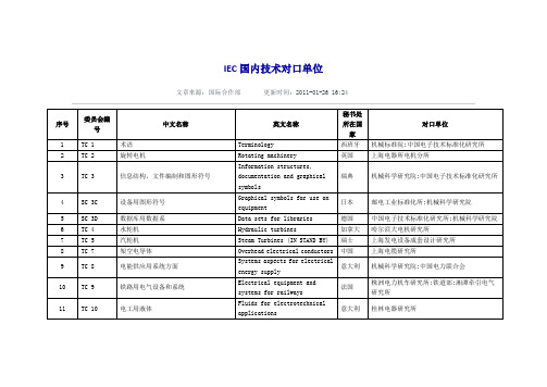 IEC国内技术对口单位