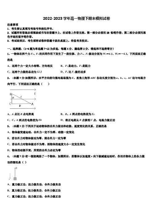 贵阳市第一中学2023年物理高一第二学期期末考试模拟试题含解析