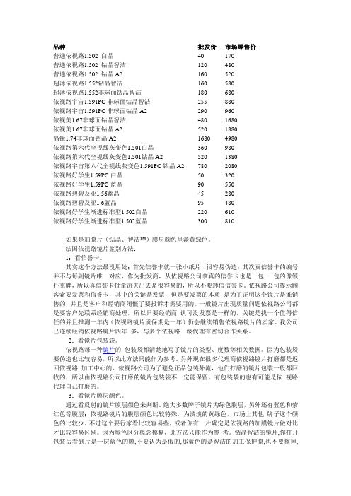 法国依视路镜片鉴别方法