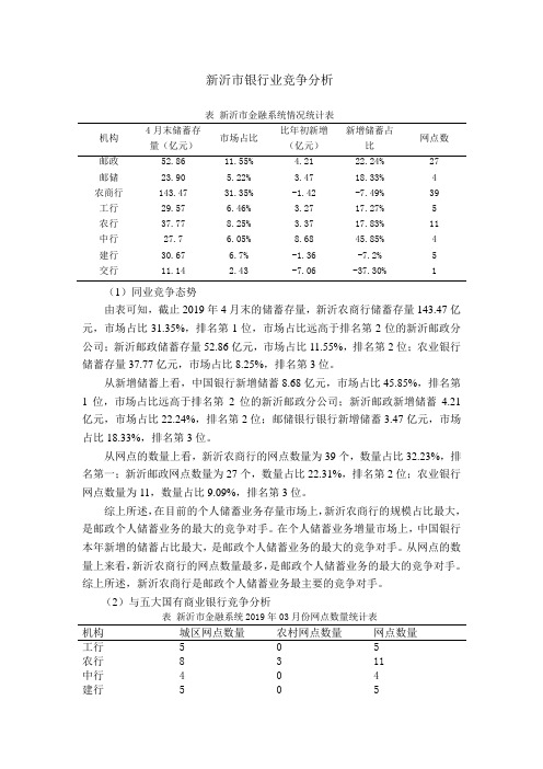 2020年新沂市银行业同业竞争分析