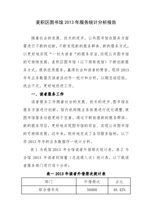 图书馆服务统计分析报告