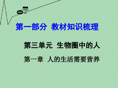 【中考面对面】2016届中考生物 第三单元 第一章 人的生活需要营养复习课件 济南版