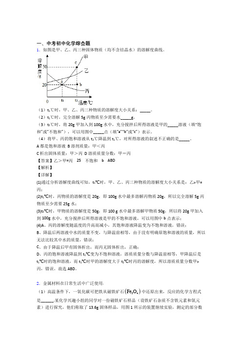 中考化学与综合题有关的压轴题含详细答案