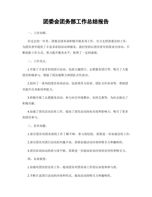 团委会团务部工作总结报告