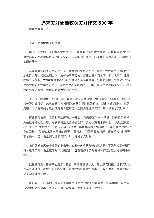 追求美好便能收获美好作文800字