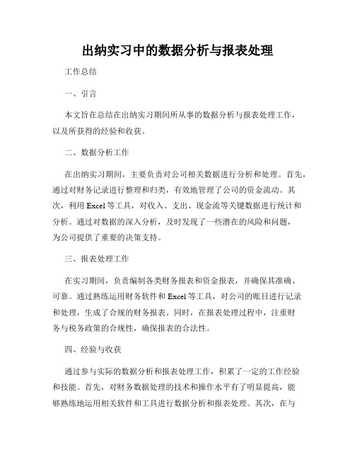 出纳实习中的数据分析与报表处理