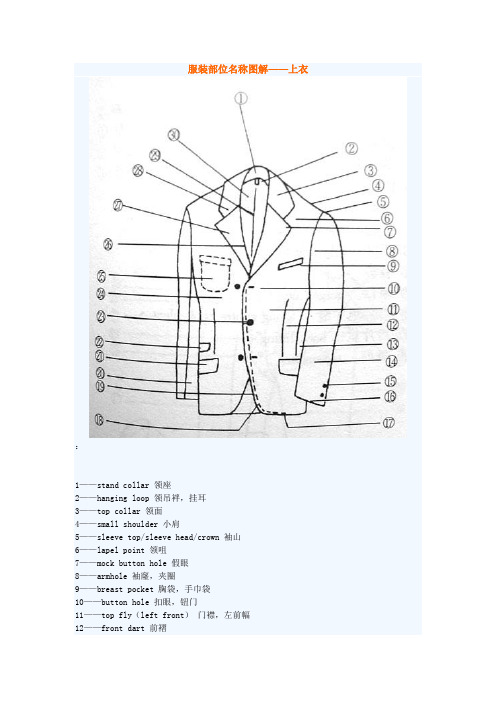 服装部位名称图解——上衣