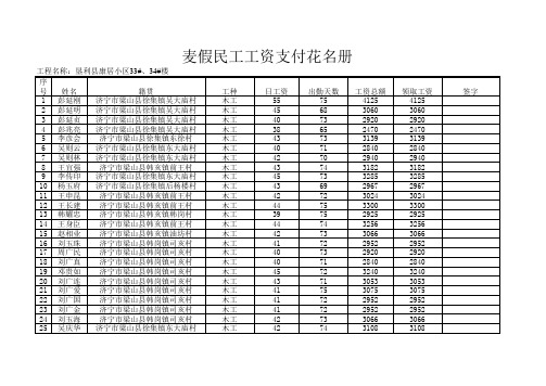 工资支付花名册