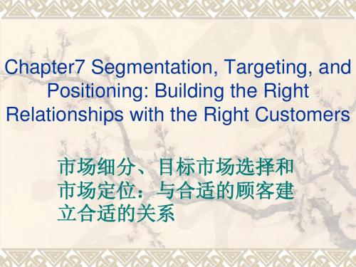 Segmentation, Targeting, and Positioning-Building the Right Relationships with the Right Customers