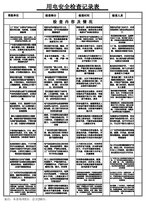 用电安全检查表