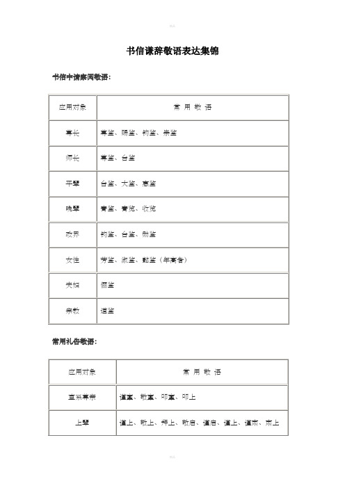 书信谦辞敬语表达集锦