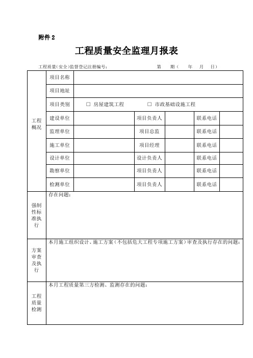 工程质量安全监理月、专、急报表(模板)