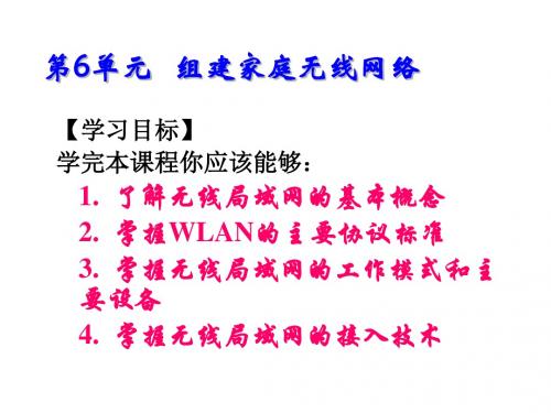 计算机网络技术第6单元  组建家庭无线网络