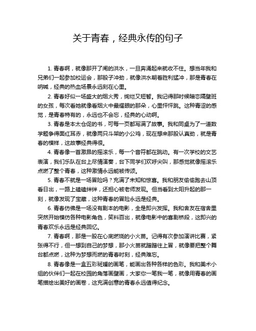 关于青春,经典永传的句子