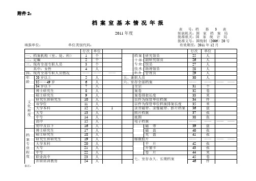 档案年报表填写格式